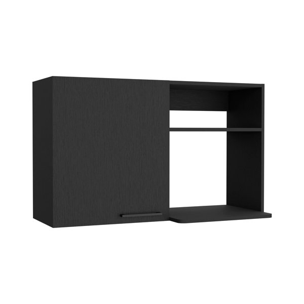 Tuhome Napoles 2 Wall Cabinet, Open Storage Shelves, Single Door, Black MLW8984